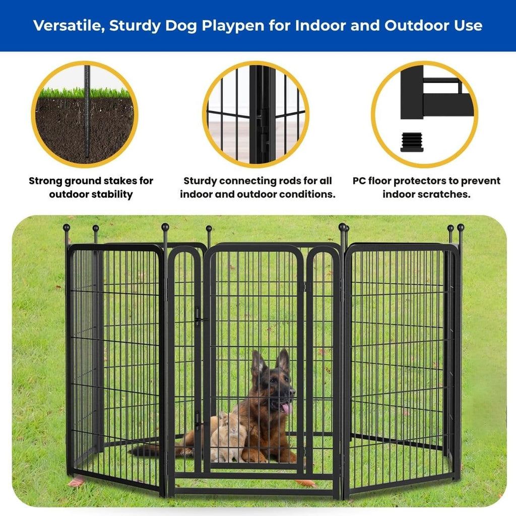 Heavy-Duty Metal Dog Playpen for Indoor & Outdoor Use, 40-Inch, 8-Panel