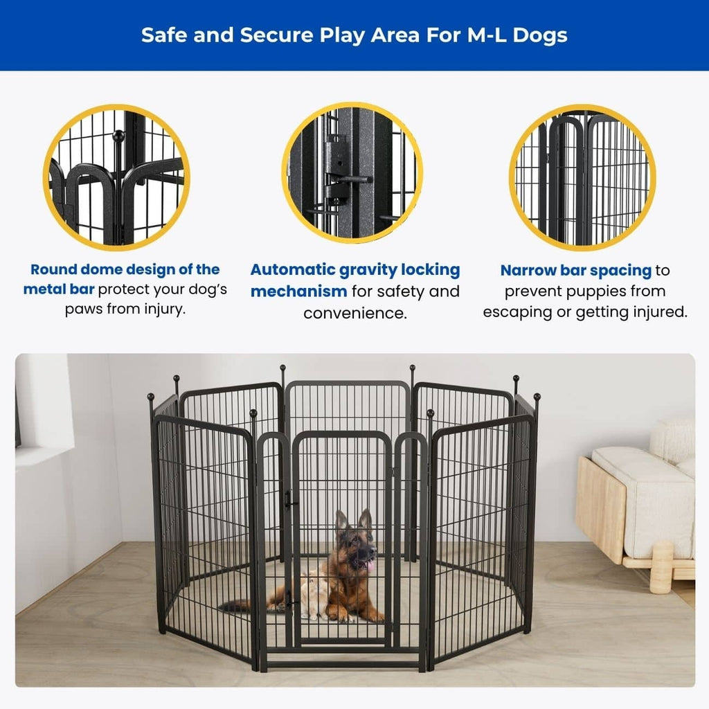 Heavy-Duty Metal Dog Playpen for Indoor & Outdoor Use, 40-Inch, 8-Panel