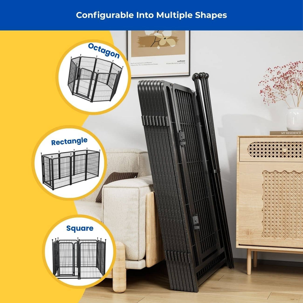 Heavy-Duty Metal Dog Playpen for Indoor & Outdoor Use, 40-Inch, 8-Panel