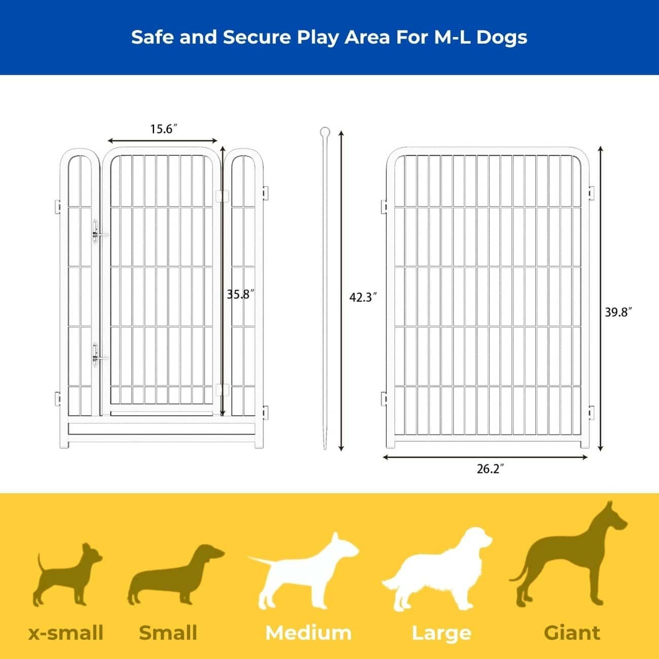 Heavy-Duty Metal Dog Playpen for Indoor & Outdoor Use, 40-in, 8-panel