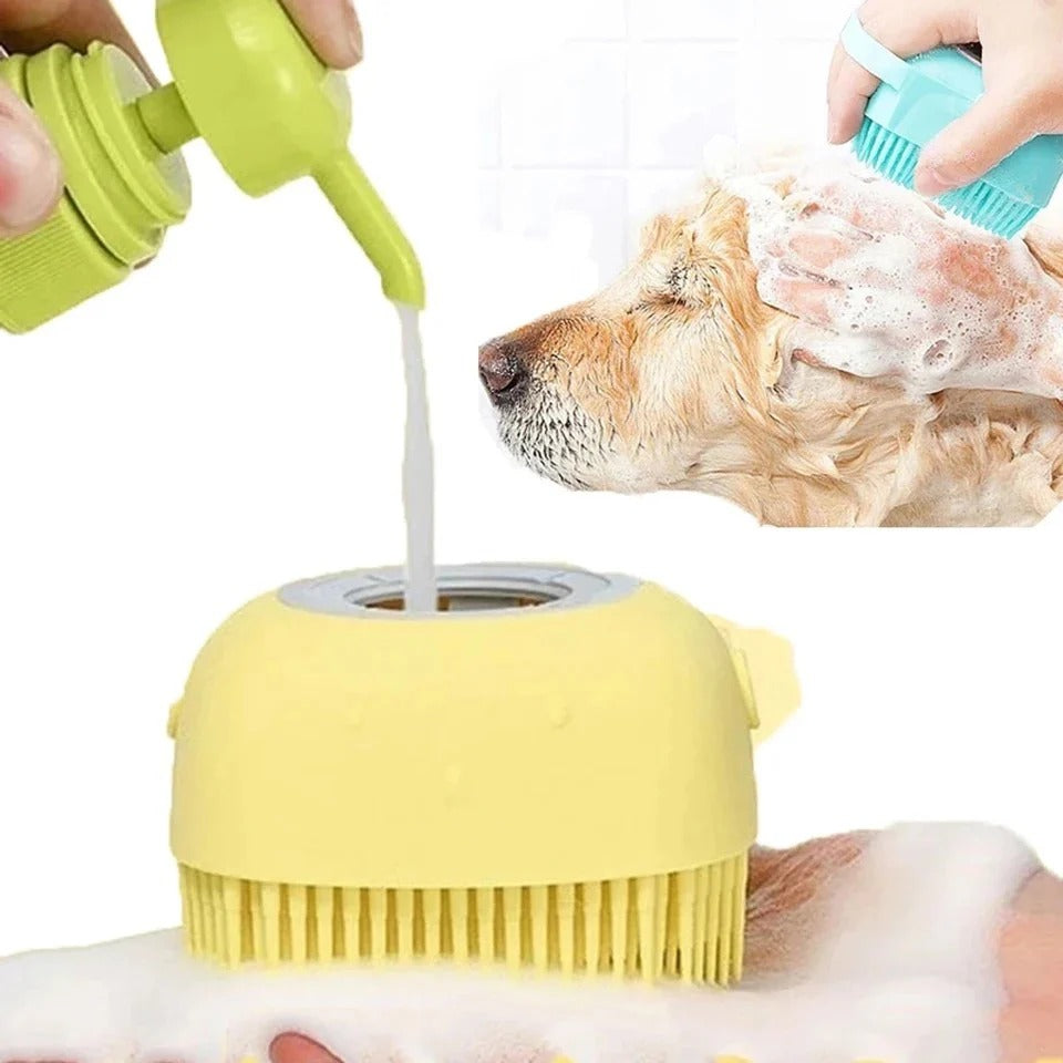 Pet Bath Brush | Shampoo Dispensing Cleaning Glove