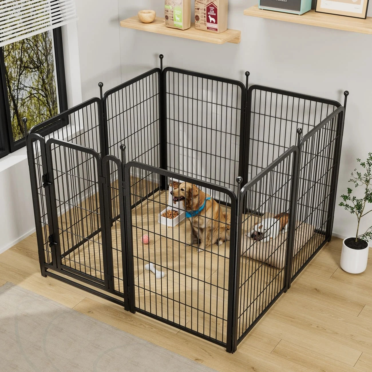 Heavy-Duty Metal Dog Playpen for Indoor & Outdoor Use, 40-in, 8-panel