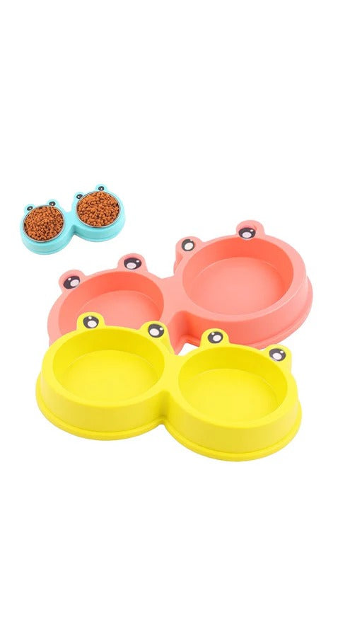 Pet Food Bowl | Frog Shape Double Feeding Dish