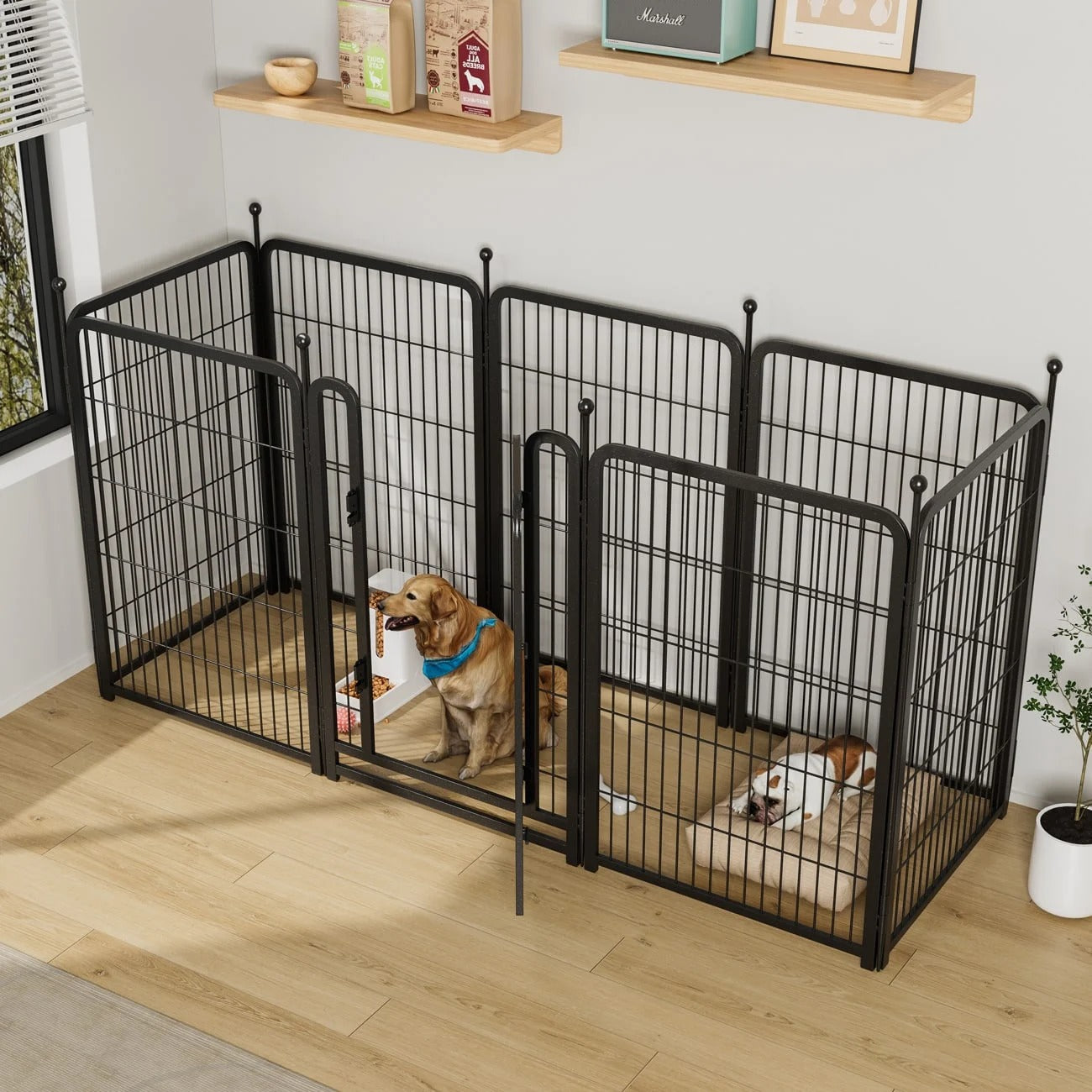 Heavy-Duty Metal Dog Playpen for Indoor & Outdoor Use, 40-in, 8-panel