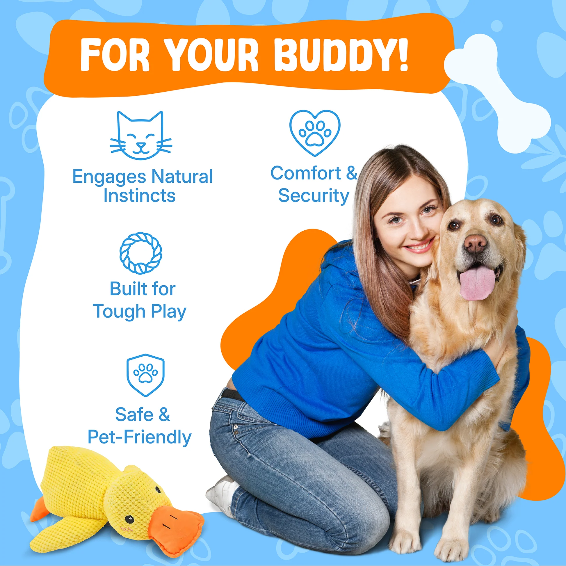 Dog Toy | Durable Plush Duck Chew Toy