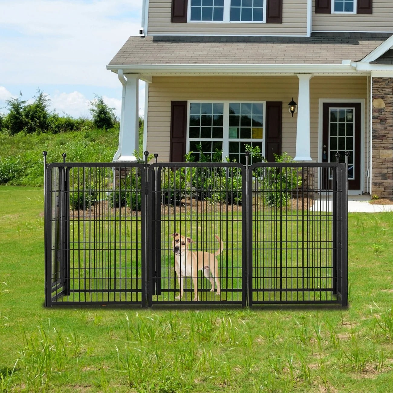 Heavy-Duty Metal Dog Playpen for Indoor & Outdoor Use, 40-in, 8-panel