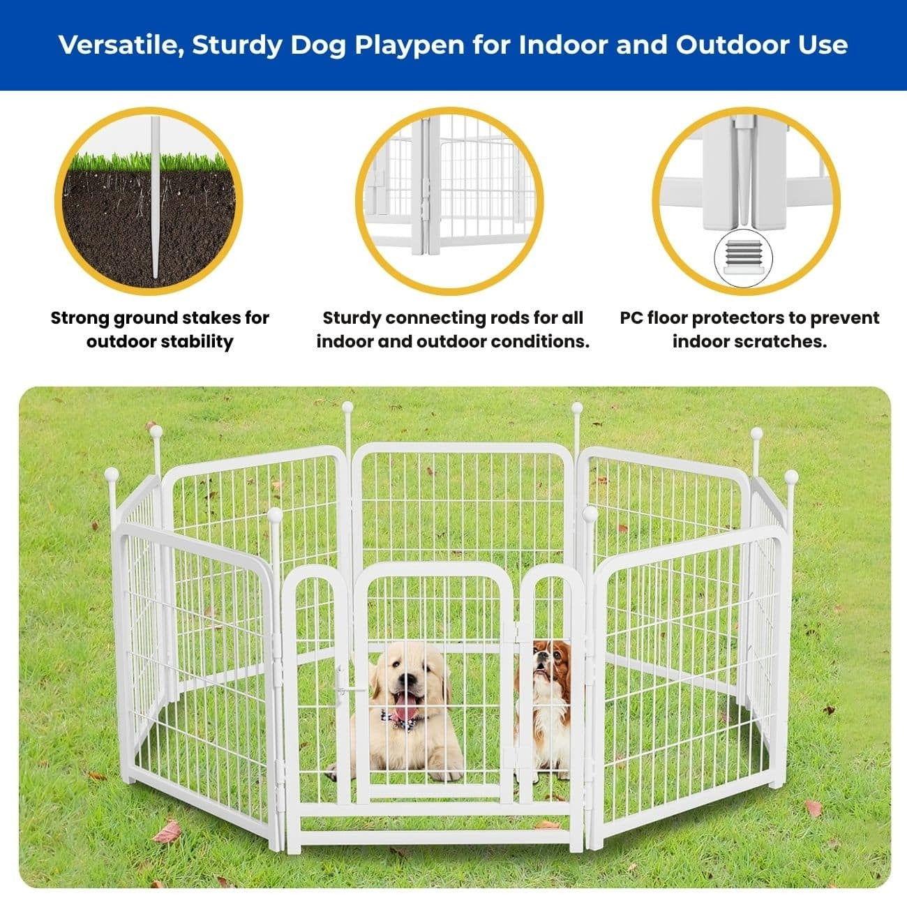 UrbanPaw Heavy-Duty Metal Dog Playpen – Secure Indoor & Outdoor Pet Exercise Pen