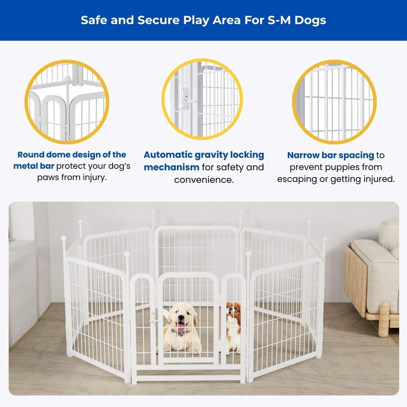 UrbanPaw Heavy-Duty Metal Dog Playpen – Secure Indoor & Outdoor Pet Exercise Pen
